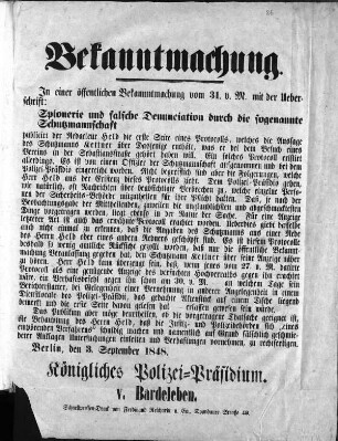Bekanntmachung. In einer öffentlichen Bekanntmachung [...] (Sammlung Friedlaender)
