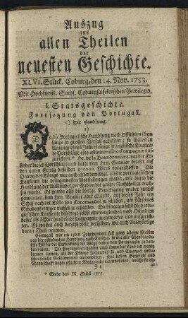 XLVI. Stück. Coburg, den 14. Nov. 1753.