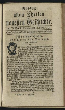 XLVI. Stück. Coburg, den 14. Nov. 1753.