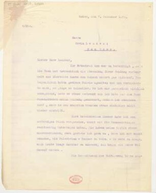 Brief an Erwin Lendvai : 07.12.1925