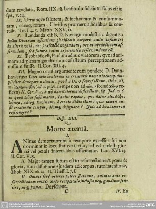 Disp. XIII. De Morte aeterna