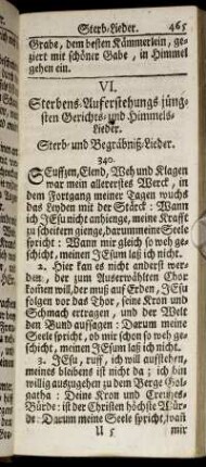 VI. Sterbens-Auferstehungs-jüngsten Gerichts- und Himmels-Lieder.