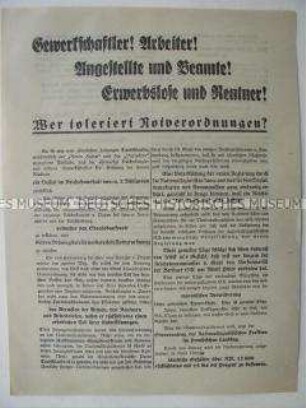 Nationalsozialistisches Wahlkampfflugblatt gegen die Tolerierung der Notverordnungen der Regierung Papen durch die SPD