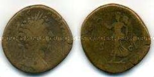 Antike, römische Münze, Sesterz, Marcus Aurelius, 2. Jh.