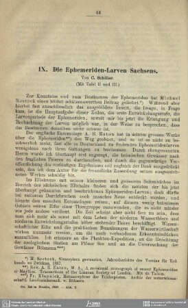 Die Ephemeriden-Larven Sachsens.