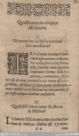 Quaestiunculae aliquot Militares.