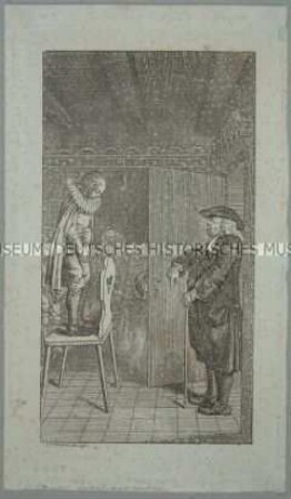 Titelkupfer zu "Henrich Stillings Jünglings=Jahre. Eine wahrhafte Geschichte. Berlin und Leipzig, bey George Jacob Decker. 1778." (Henrich Stilling=Johann Heinrich Jung-Stilling).