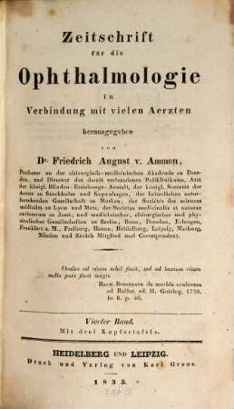 Zeitschrift für die Ophthalmologie. 4. 1835