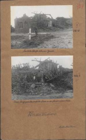 Durch Schiffsgeschütz zerstörtes Haus an der flandrischen Küste