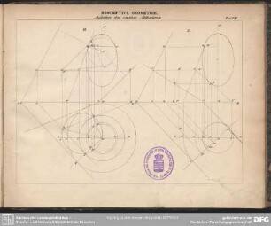 Descriptive Geometrie. Aufgaben der zweiten Abtheilung. Taf. VIII