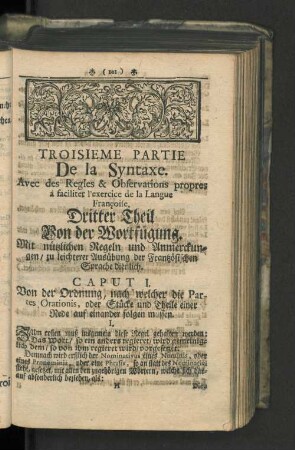 Dritter Theil Von der Wortfügung. [Syntaxe.]