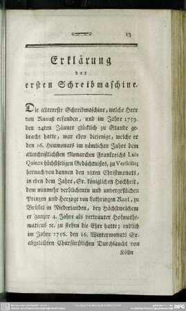 Erklärung der ersten Schreibmaschine