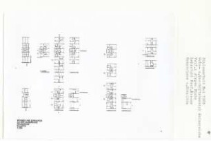 Wohnen und Geschäftsbereich Kaisereiche, Berlin-Friedenau (Diplomarbeit bei Willy Kreuer): Grundrisse 3. - 11. Obergeschoss und Schnitte 1:200