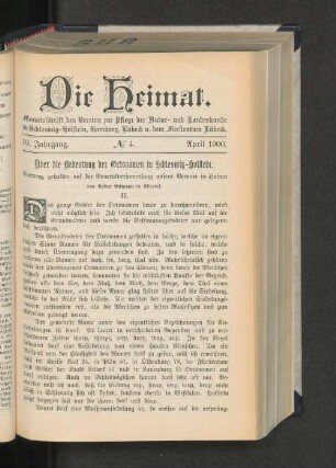 10. Jahrgang. No. 4. April 1900.
