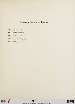 Briefmarkensammlungen (Nr. 641-645)