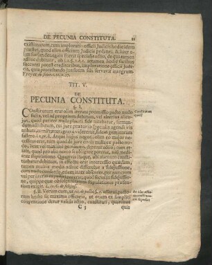 Tit. V. De Pecunia Constituta