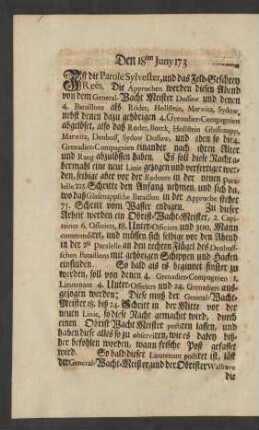 Den 18ten Juny 173
