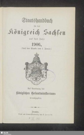 1906: Staatshandbuch für den Freistaat Sachsen