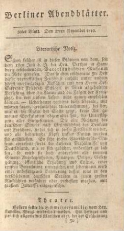 50tes Blatt. Den 27ten November 1810.