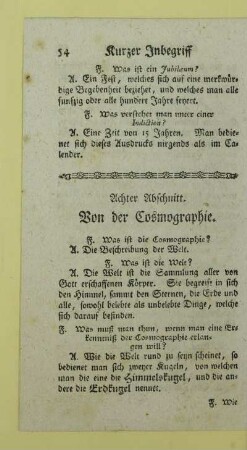 Achter Abschnitt. Von der Cosmographie