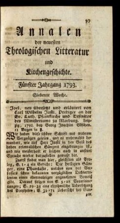 Siebente Woche
