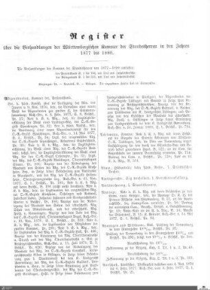 Register Kammer der Standesherren 1877-1880
