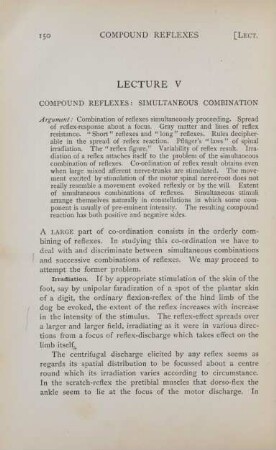 Lecture V. Compound reflexes: Simultaneous combination