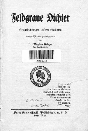 Feldgraue Dichter : Kriegsdichtungen unserer Soldaten