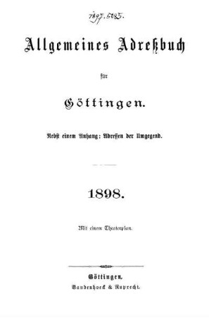1898: Allgemeines Adressbuch für Göttingen