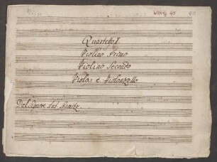 Quartets, vl (2), vla, vlc, DTB 16 B 8, B-Dur - Musiksammlung der Grafen zu Toerring-Jettenbach 45 : [vlc:] Quartetto I. per il Violino Primo, Violino Secondo, Viola è Violonzello Del Signore Ant[on] Stamitz.