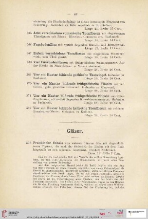 Gläser (Nr. 573 - 588)
