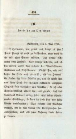 III. Derselbe an Denselben