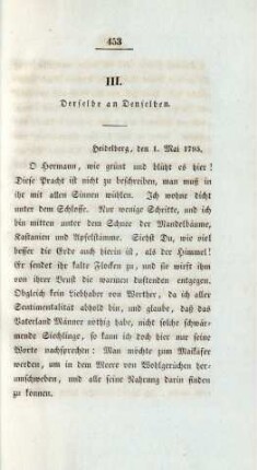 III. Derselbe an Denselben