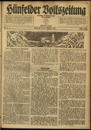 Zweite Ausgabe vom Mittwoch, den 24. Dezember 1919.