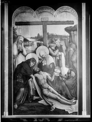 Hochhausen Evangelische Notburga-Kirche Altar Mitteltafel Beweinung Christi
