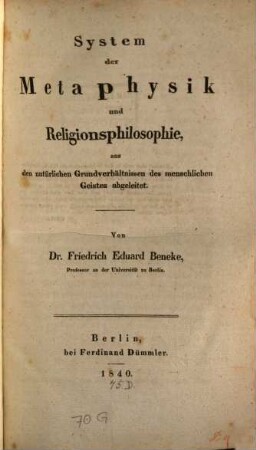 System der Metaphysik und Religionsphilosophie