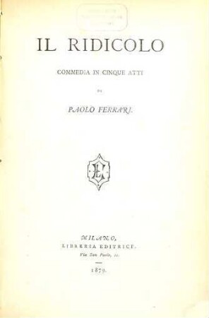 Il Ridicolo, commedia in cinque atti