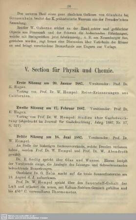 V. Section für Physik und Chemie