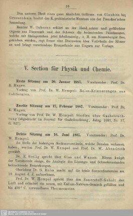 V. Section für Physik und Chemie