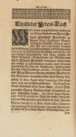 Christlicher Lebens-Lauff