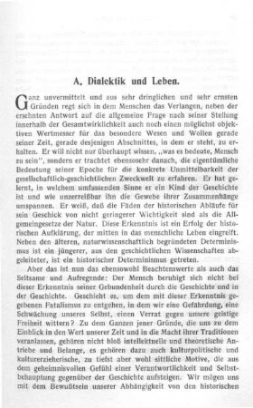 A. Dialektik und Leben