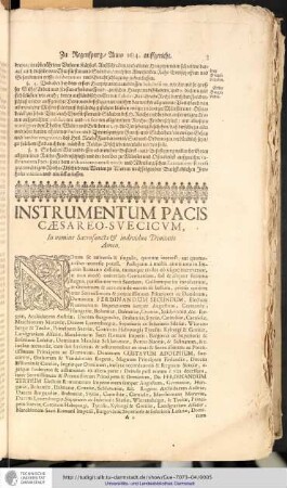 Instrumentum Pacis Cæsareo-Suecicum.