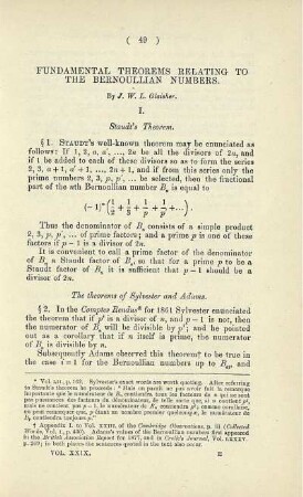 Fundamental theorems relating to the Bernoullian numbers.