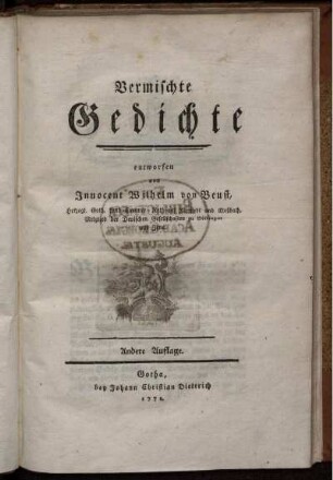 Vermischte Gedichte