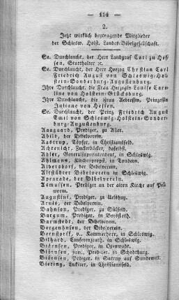 2. Jetzt wirklich beytragende Mitglieder der Schlesw. Holst. Landes=Bibelgesellschaft.