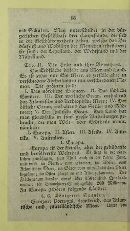 Cap. II. Die Erde und ihre Bewohner