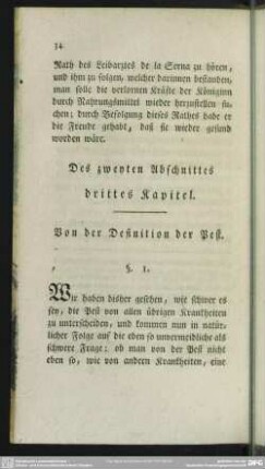 Drittes Kapitel. Von der Definition der Pest