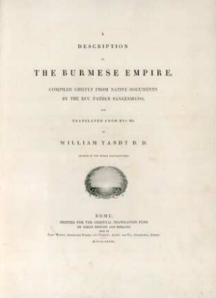 A Description of the Burmese Empire