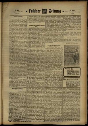 Zweite Ausgabe vom Samstag, den 16. März 1912.