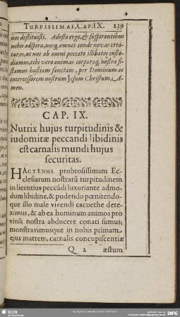 Cap. IX. Nutrix hujus turpitudinis & judomitae peccandi libidinis est carnalis mundi hujus securitas